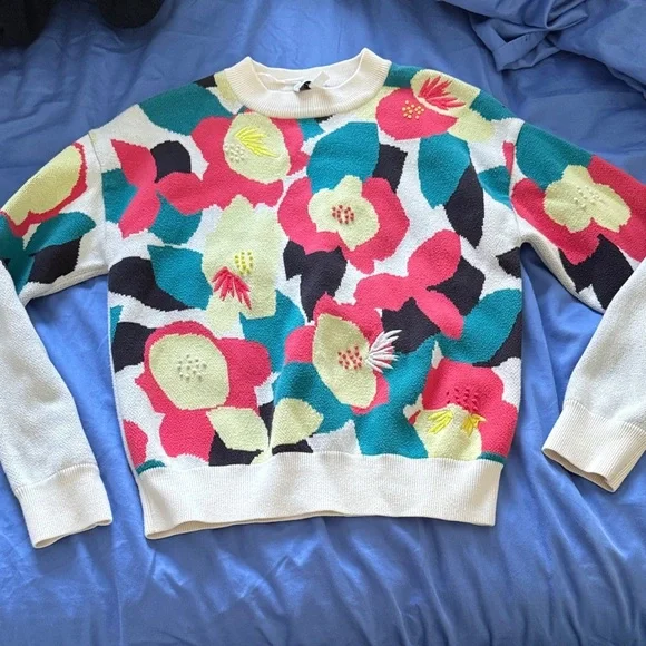 & OTHER STORIES Floral Patterned Sweater 100% cotton size XS - Picture 2 of 13